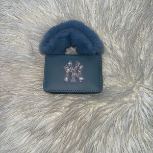 Blue Faux Fur Handbag with Sparkle Logo